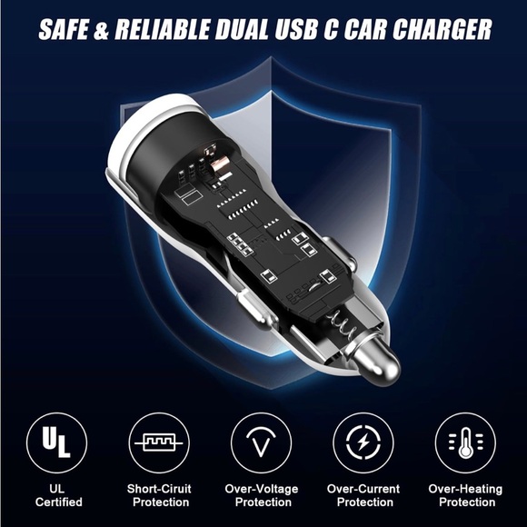 NIB iPhone 15 Pro Max Car Charger, 2 Pack 40W Dual USB C with Cables - Picture 6 of 7